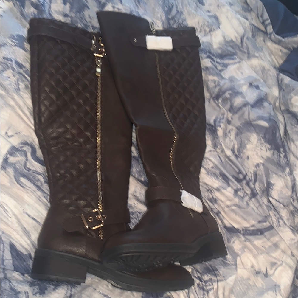 Brown Over the Knee Quilted Boots
